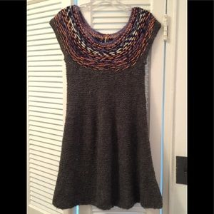 Free People Grey with multi color neckline Knit Lg